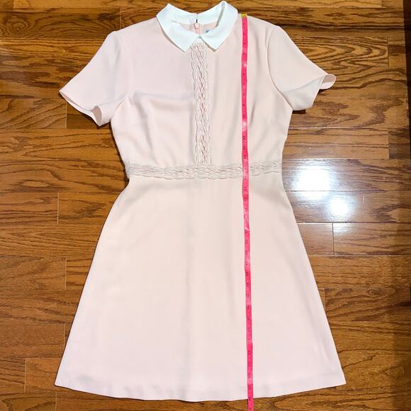 CeCe Blush Pink Peter Pan Collar Short Sleeve Fit & Flare Dress Size 4 - Picture 13 of 14